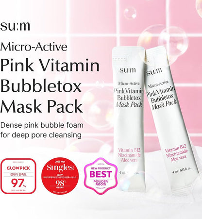 SU:M37 - Micro-Active Pink Vitamin Bubbletox Mask Pack 50stk