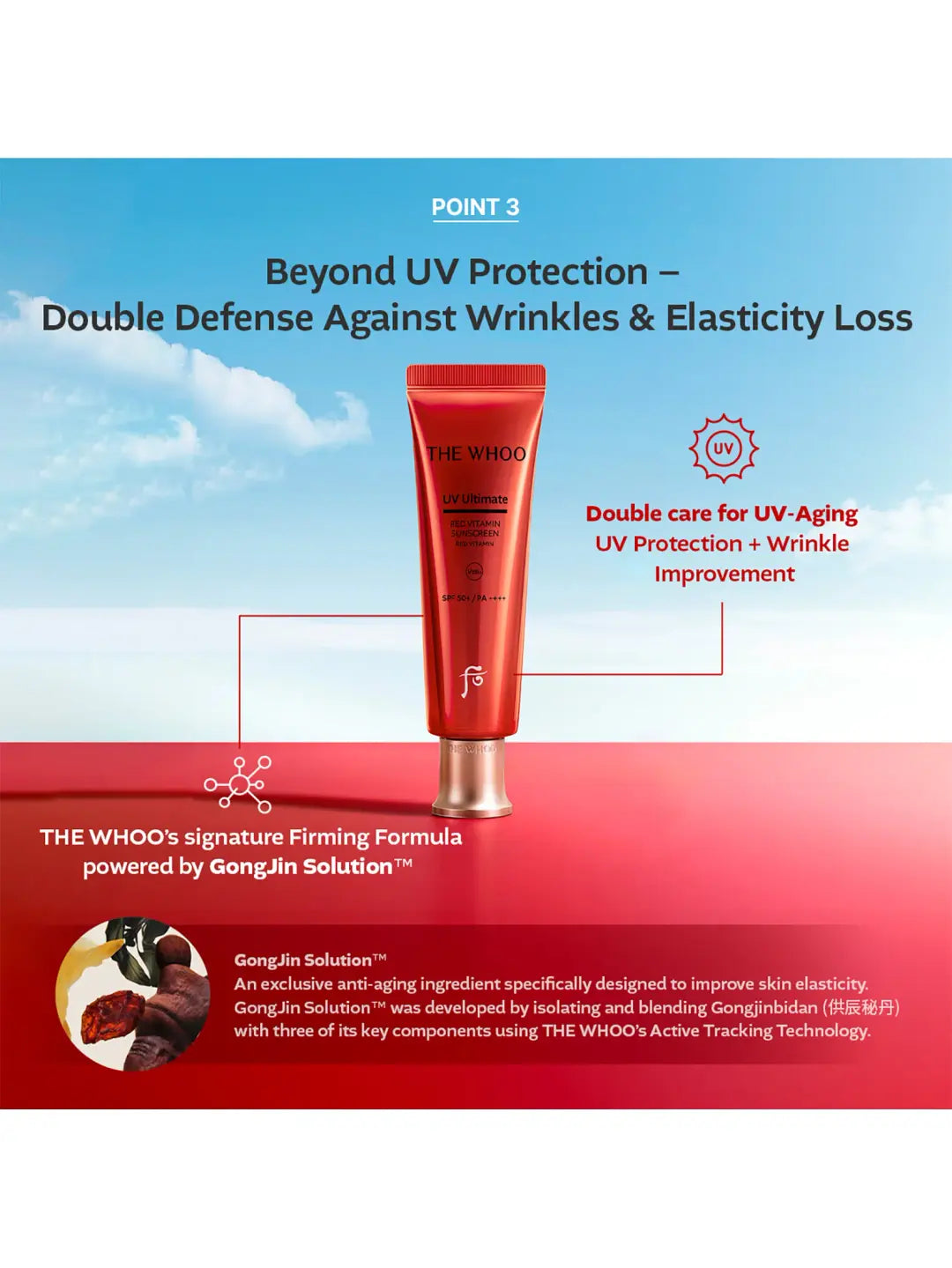 THE WHOO - UV Ultimate Red Vitamin Sunscreen SPF50+ PA++++ Special Set 75ml